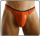Very soft polyamid matter. Woven stripes. Little black elastic waistband. Lined front pouch. Mirror printed logo.