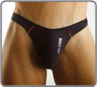 Very soft polyamid matter. Woven stripes. Little black elastic waistband. Lined front pouch. Mirror printed logo.