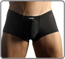Permanent range based on a fine polyamid fabric very extensible. Elegant alternation of black and grey stripes. Lined at the front.