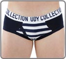 Marine topic and navy color, majority coton. Blue UDY waist band.