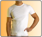 This multi-use tee-shirt is made in a fine ribbed cotton and is very pleasant to wear. It is perfect to be worn alone or underneath another cloth. It can be used as a night garment or as homewear. This reference item should always be kept handy.
