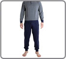Pyjama long, haut avec col tunisien � boutons, poignets resserr�s. Pantalon aux...