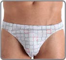 Mini-brief, printed pattern, little coiled waistband. Lined at the front.