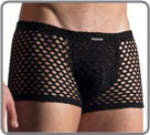 A very wide mesh from a material of quality, extensible. Satin black part...