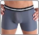 Innovation: A compact polyamid elasthan product without any seam because the fabric and the waist band are heat sealing. Heat shaped pouch. The body is carved while ensuring a comfort and an extreme support.