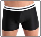 Innovation: A compact polyamid elasthan product without any seam because the fabric and the waist band are heat sealing. Heat shaped pouch. The body is carved while ensuring a comfort and an extreme support.