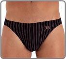 New : a range of thin stripes made from viscose stretch fabric. Produced in viscose elastane, the same material as the Elegant Stripes range. Small iron-on HOM insignia. Lined at the front.