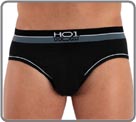 Relaunch of the duo-colour HO1. Available in light grey marl and in black cotton modal stretch fabric. Very comfortable triple colour waistband that coordinates with the refined edging. A very on-trend and top of the range look. Unlined front pouch.