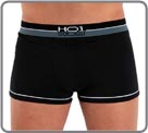 Relaunch of the duo-colour HO1. Available in light grey marl and in black cotton modal stretch fabric. Very comfortable triple colour waistband that coordinates with the refined edging. A very on-trend and top of the range look. Unlined front pouch.