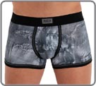 Torn jeans print. Black Addict label with small stud effects. Lined at the front.
