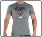 Designed by Ludovic Leger. Ludovic has been inspired by the American college look. Design placed. A ‘vintage’ effect with prints that
allow the grey marl to show through.