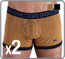 Pack 2 boxers in a very nice stretch cotton material. A fitted cut for an elegant and a trendy look. Brand logo embroidered on the thigh. 2-pack (1 grey stripes and 1 black).