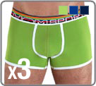 A pack of 3 Maxi cotton elasthan. A variegated colors in each of the packs. Enhance white planks models, as well as a waist band to the Rainbow look. Set of 3 (1 Navy Blue, 1 green, 1 blue).