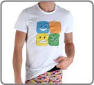 Designed by Melissa TONG. Melissa explains: "range e.Go refers me to a very colorful world, fun and quirky.". It is why I also chose to use "emoticons". Round neck.