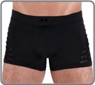A Maxi polyamid elasthan high range. The top of the leg is enhanced thanks to a material to transparent scratch effects. A glamour model for those who are not afraid to reveal.