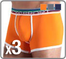 A pack of 3 Maxi cotton elasthan. A variegated colors in each of the packs. Enhance white planks models, as well as a waist band to the Rainbow look. Set of 3 (1 orange, 1 grey, 1 navy).