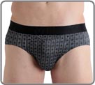 Cotton material polyester spandex, small tiles black and grey knitted with different effects. Patented horizontal opening. Enjoy these elegant models share the comfort brought by high matter of range and exclusive brief HO1 Cup.