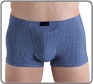Slightly shiny blue fabric, printed small triangular blue patterns. Patented horizontal opening. Must-have brand HOM. Adopt the timeless elegance of this brief HO1 model.