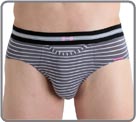 Majority micromodal material with elegant knitted stripe. Patented horizontal opening. The Must-have brand HOM. Discover the incredible comfort of the brief HO1, associated with a look very trendy.