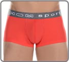 A Sensitive material, extremely soft, fluid, extensible and comfortable, very slightly transparent when stretched. Contrasted rubber waistband marked Hom Sport. Overstitching on the borders of the pouch coordinated in the waistband. Unlined pouch.