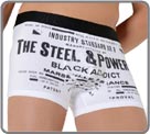Majority cotton material very comfortable and original industry inspired pattern print onto the garnment already assembled. Microfiber rubber waistband with incrusted logo. Unlined front pouch.