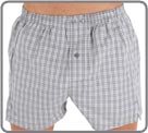 Small grey square pattern. Opening 1 button. With suspending rod. American cut (without central seam on the back).