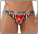 Mini brief based on printed microfiber, in intense colors. Pre-shaped, unlined...