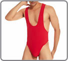 Microfiber thong bodysuit, strappy top (Marcel). Stretchy material. No opening...