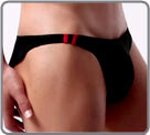 Plain micro briefs with two bars on the side, in contrasting color. Fluid and...