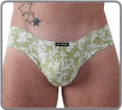 Imprim� de feuilles de laurier un fond vert clair. Mati�re microfibre tr�s logo...