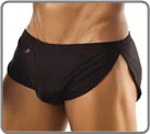 Running shorts, original underwear, open on the sides. Unlined front pouch...