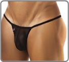 String brief. Half covered back. Surprising and colored underwear. Black mesh...