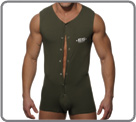 Body Shorty en coton. Fermeture par boutons pression jusqu'� la braguette. Logo ES poitrine. Pas d'ouverture � l'entre-jambes.