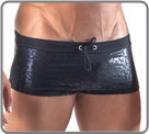 Shorty de bain avec aspect satin�. Cordon de serrage...