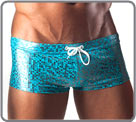 Shorty de bain avec aspect satin�. Cordon de serrage...
