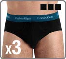 Value pack brief of Calvin Klein, cotton stretch. Lined at the front. Elastic waist band with logo. 3-pack black (1 waist band sky blue, 1 waist band orange, 1 waist band navy).
