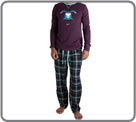 Pyjama long col rond 100% coton. Haut violet en jersey avec imprim lapin. col...