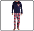 Pyjama long en coton. Haut col rond, Poche poitrine LOIS. Pantalon 100% coton...