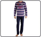 Pyjama long en coton jersey. Haut col rond, Imprim Lois poitrine. Pantalon de...