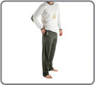 Pyjama long 100% coton jersey. Haut beige col rond, motif DOLLAR imprim or . 2...
