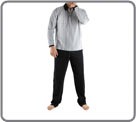 Pyjama long. Haut 100% coton, blanc imprim, col chemise boutonn. Pantalon 2...