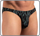 Flat, low-rise waistband with small logo. Leaf print with masculine accents on...