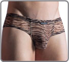 M855: Fine tulle elasticated, printed with tiger skin motifs, which barely the...