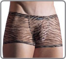 M855: Fine tulle elasticated, printed with tiger skin motifs, which barely the...
