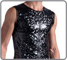 Sleeveless tank top with zipper on the front. Visual effect of brilliant 3D...