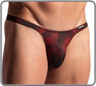 Extremely sexy minimalist cut. A black/red star print on transparent mesh is an...