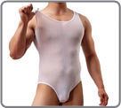 Pleasant and stretchy material for this semi-transparent bodysuit. No opening...