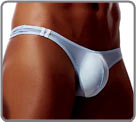 Thong based on a thin stretch polyamide material. 2 contrasting colored bars on...