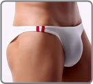 Plain micro briefs with two bars on the side, in contrasting color. Fluid and...