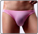 Plain micro briefs with two bars on the side, in contrasting color. Fluid and...